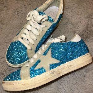 The Shoe Box Blue Glitter Sneakers